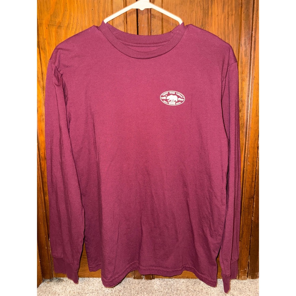 Vans Off The Wall Boys XL 14+ Long Sleeve Bear Graphic T-Shirt Burgundy Maroon
